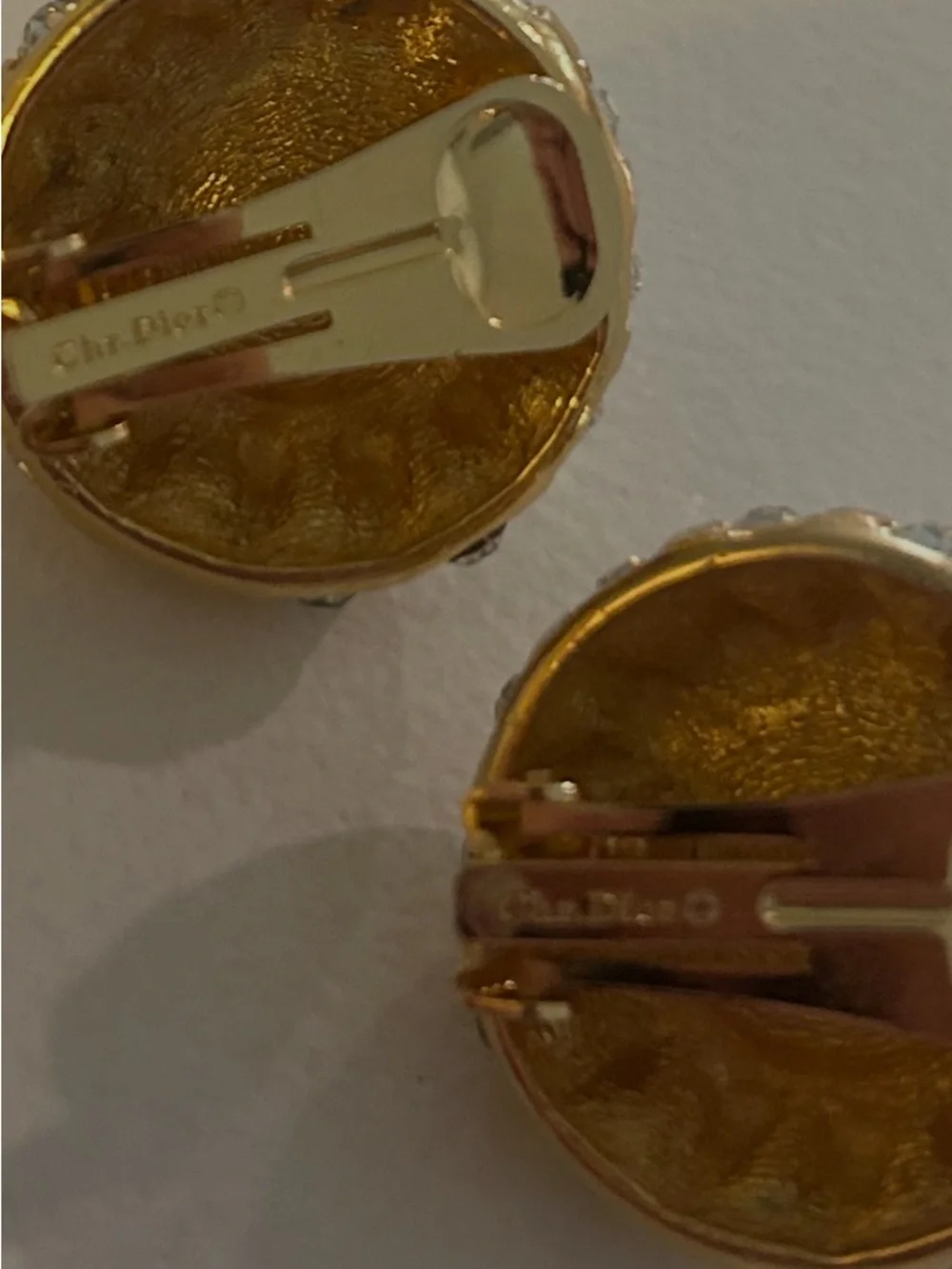 Christian Dior Vintage Clip Earrings Pearl With Rhinestones - Picture 8 of 10